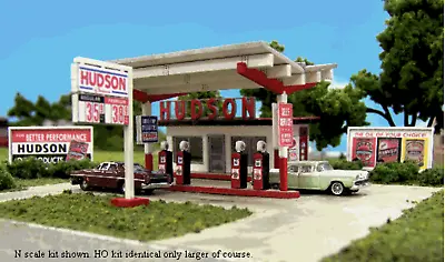 Blair Line LLC 1002 N Scale Hudson Oil Gas Station Kit Unassembled Wood Kit • $29.95