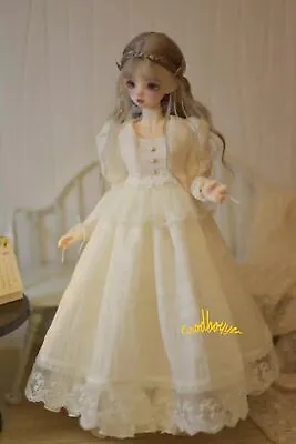 1/4 MSD BJD Doll Clothes Outfit White Wedding Dress + Lace Apron + Petticoat • $33.24