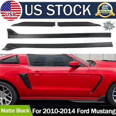 Fits 2010-2014 Ford Mustang GT500 Style ABS Side Skirts Rocker Panel Matte Black • $97.71