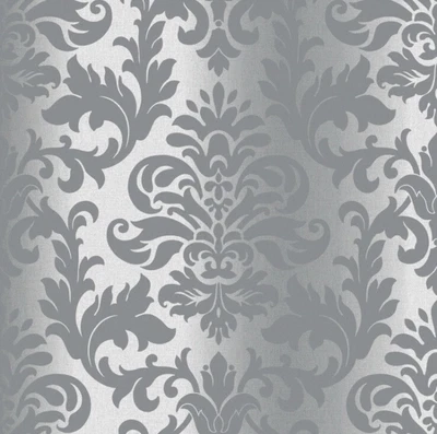 £12.50 • Buy Rasch Platina Metallized Floral Damask Metallic Wallpaper Silver Grey 275789