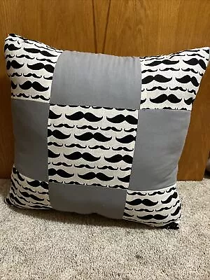 Mustache Patterned Homemade Pillow • $13