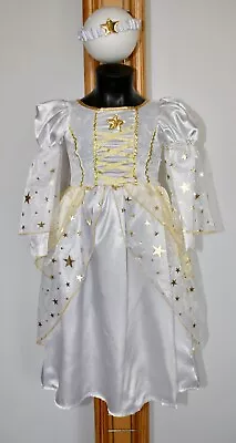 Girls Angel Costume White Gold Stars Christmas Nativity Play Fancy Dress Age 2-3 • £9.99