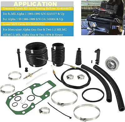 For Quicksilver Mercruiser Alpha One Transom Seal Bellow Kit & Lower Shift Cable • $83.59