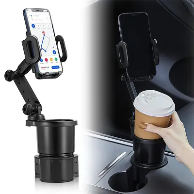 2 In 1 Car Phone Cup Holder Stand Cradle 360° Adjustable Cell Phone Mount Black • $16.99