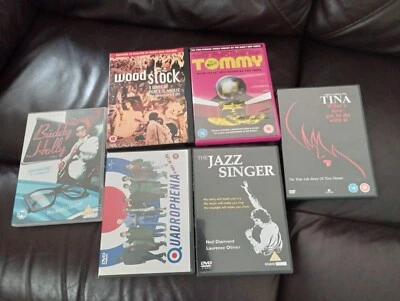 £6 • Buy Music,Biopic,Rock Opera Dvd Bundle-Jazz Singer,Buddy Holly Story,Tina Turner Etc