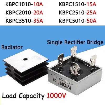 KBPC1010-5010 Single Phase Diode Bridge Rectifier 10A-50A AC To DC 12V 24V • $3.35