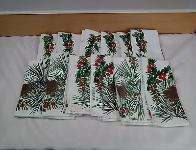 VTG Lot Of 12 Vera Neumann Signed Christmas Cloth Napkins Stained See Pictures • $0.99