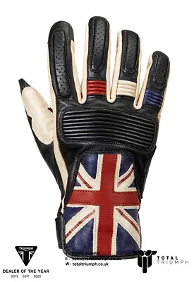 GENUINE Triumph Motorcycles Union Flag Leather Gloves NEW • $118.23