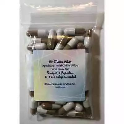 Natural Relief Handmade 60 Mucus Clear Herbal Capsules For Nasal/Lung Congestion • $8.60