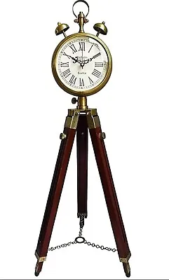 Nautical Floor Clock Antique Vintage Wooden Tripod Clock Home Decor Christmas • $95