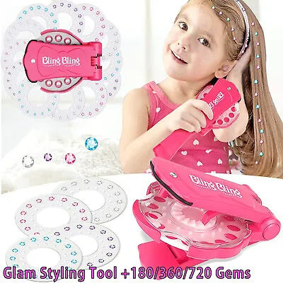 Hair Styling Decoration Kit Bling Diamond Stapler 180-720 Gems Drill Sticker • £3.66