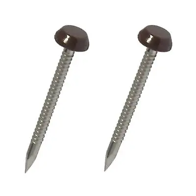 £3.69 • Buy 50 X Brown UPVC 30mm Poly Top Pins Nails Plastic Headed Fascia Fixings