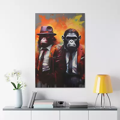 Gangster Gorillas Canvas Modern Animal Wall Art Decor • £47.99