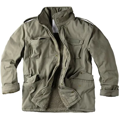 Surplus Paratrooper Winter Mens Jacket M65 Army Military Field Coat Olive Washed • $134.95