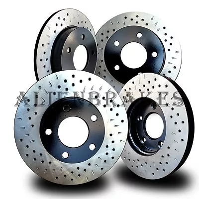 FOR019SD Fusion Mazda 6 MKZ Front And Rear Set Rotors Cross Drill & Dimple Slots • $265.76