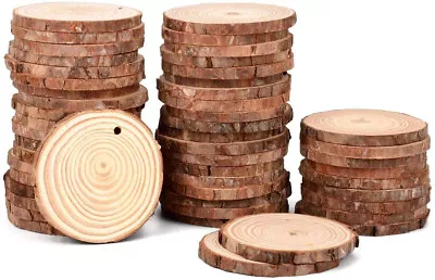 £8.99 • Buy 30pcs Rustic Table Numbers Log Slices & Hole DIY Wooden Circles For DIY Crafts