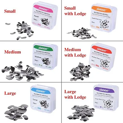 50 Pcs Dental Metal Matrices Matrix Band Sectional Contoured Refill S/M/L 35μm • $3.99