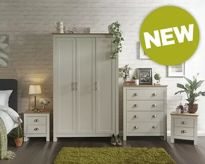 New Boxed Lancaster Cream/Oak 4 Piece Bedroom Set Ass Option LOCAL DELIVERY ONLY • £425