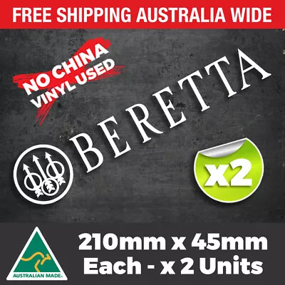 2 X Beretta Firearm Gun 210mm Sticker Decal Premium Vinyl Window Car Trailer 4x4 • $9.90