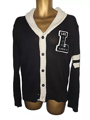 LRG Lifted Research Group Varsity Cardigan  Size Small Colour Black & White. • £34.99