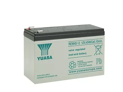 Yuasa REW45-12 12V 45W High Discharge Rate Lead Acid Rechargeable SLA Battery • £34.99