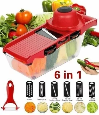 £8.99 • Buy New 6in1 Mandoline Slicer Julienne Cutter Vegetable Chopper Peeler Grater Tool.