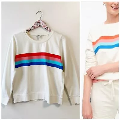 J. CREW Factory Rainbow Stripe Ivory Sweatshirt! Small • $19.99