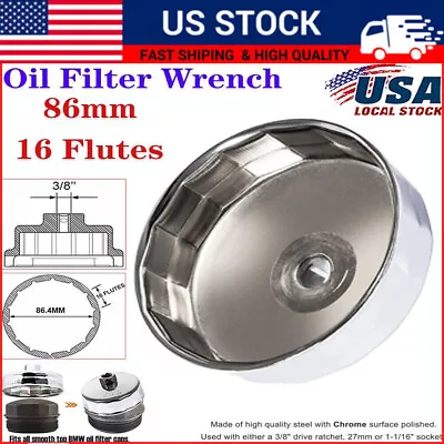 86mm Oil Filter Wrench Cap Housing Tool Remover 16 Flutes For Car BMW Volvo • $9.99