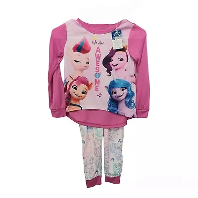 My Little Pony Girls 2 Pc Pajama Set-7/8-WE ARE AWESOME-Pink • $11.89