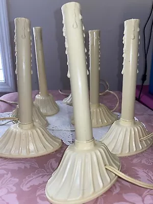 7  Vintage Christmas Window Electric Plastic Wax Candle Stick Lights • $17.99