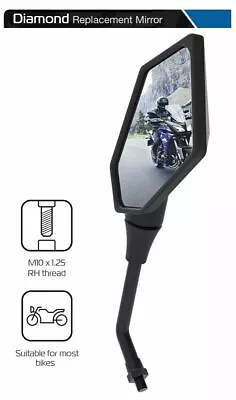 KAWASAKI ZZR1400 Oxford Diamond Motorcycle Rearview Mirror Glass Right Side 10mm • £14.99