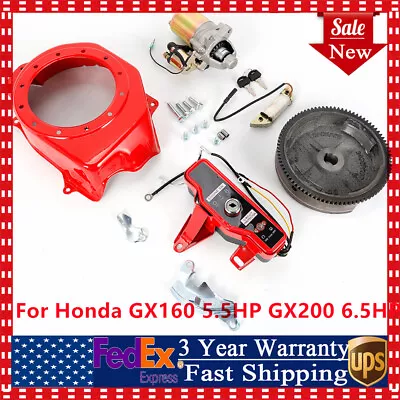 Electric Start Kit W/ Flywheel+ Starter Motor+ Fan Cover For Honda GX160 / 200 • $72