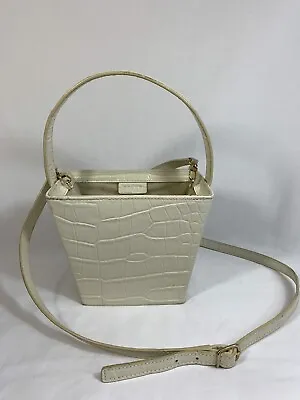 $124.99 • Buy Vintage Staud Edie Cream Croc Embossed Leather Bucket Bag
