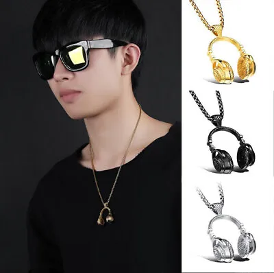 MENDEL Mens Headphone Music Hip Hop DJ Rapper Necklace Pendant Jewelry Chain❀ • $2.60