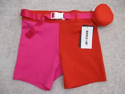 New Balance X Staud Running Fitted Shorts Red Pink - Size Small • $39.50