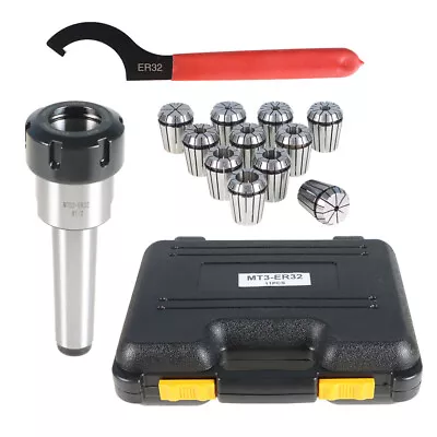 11Pcs ER32 Spring Collet Set With MT3 Shank Chuck Spanner For Milling Machine • $46.62