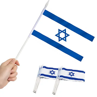 12 Pack Israel Stick Flag Hand Held Small Miniature Israeli Flags • $7.95