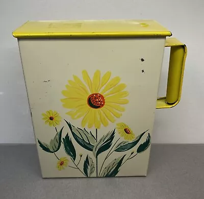 Vintage Laundry Detergent Soap Metal Tin Holder With Yellow Flowers • $24.95