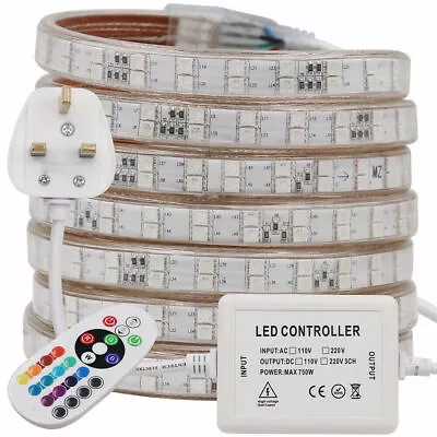 £22.79 • Buy RGB LED Strip Lights 220V 240V 5050 SMD IP67 Waterproof Tape Commercial Rope Set