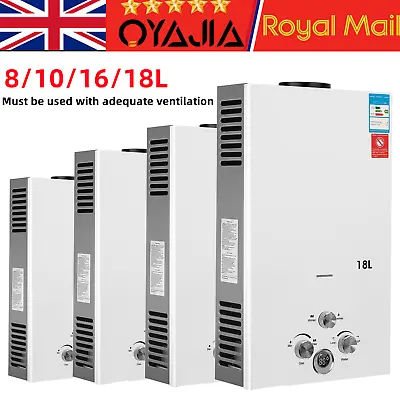 OYAJIA 8/10/16/18L Instant Gas Hot Water Heater Tankless Gas Boiler LPG Xkgumwgy • £89.99