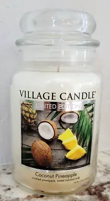 Village Candle Limited Edition Coconut Pineapple Large 26 Oz Jar 2-Wick Unused • $24.99
