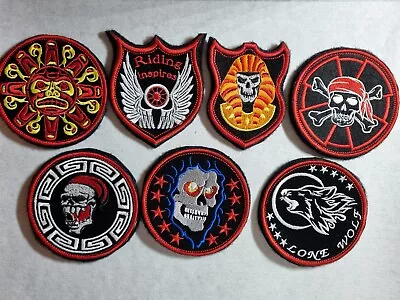 BIKER LOGO Hook And Loop Sew On Patch Military AIRSOFT Logo Badge Embroidered  • £5.99