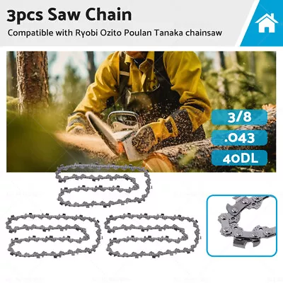 3PCS Chainsaw Chain 10  3/8 .043 40DL Suitable For OZITO 18V OCS-018 PXCCSS-018 • $35