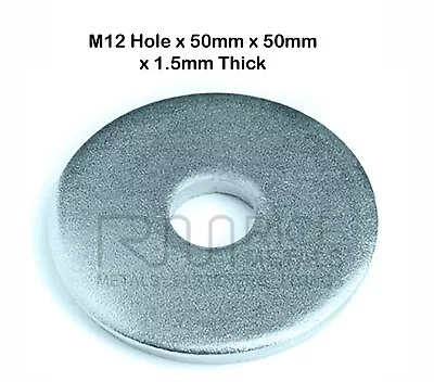 M12 X 50MM PENNY REPAIR MUDGUARD WASHERS BRIGHT ZINC PLATED BZP QTY OPTIONS • £3.99