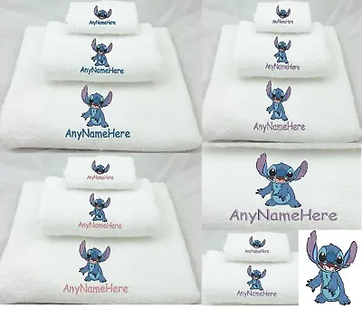 £19.99 • Buy Personalised Embroidered White Stitch Towel Set Any Name Bath, Hand Towel Gift .