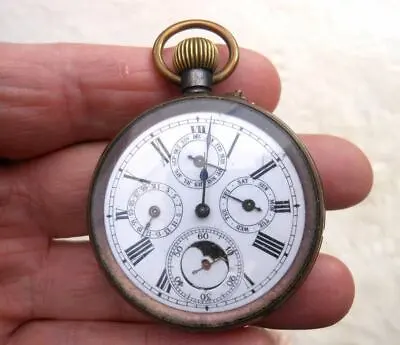 £550 • Buy Moon Phase Calendar Antique Pocket Watch From The 1800’s. 