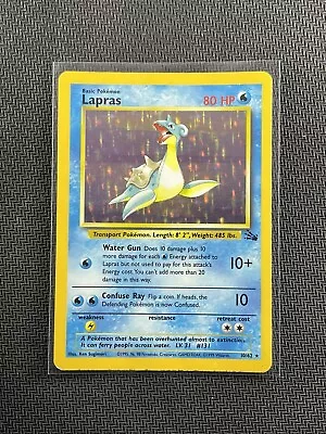 Pokemon Card Lapras Holo Unlimited Fossil Set WotC 1999 Ultra Rare 10/62 • $0.99