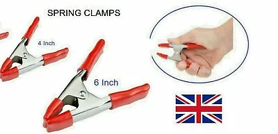 Large 4'' 6  Metal Strong SPRING CLAMPS Woodworking Clips PVC Coated Ends UK • £3.49