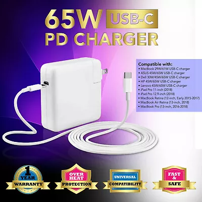 29W-65W Type C USB-C Power Charger For Apple MacBook Retina 12  A1534 A1540 • $13.95