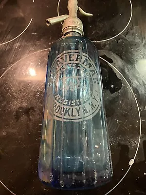 SCARCE ! ~ Vintage Prewar~ 1940~ Aqua Blue ~ Beveled Glass Seltzer Bottle ~ • $200